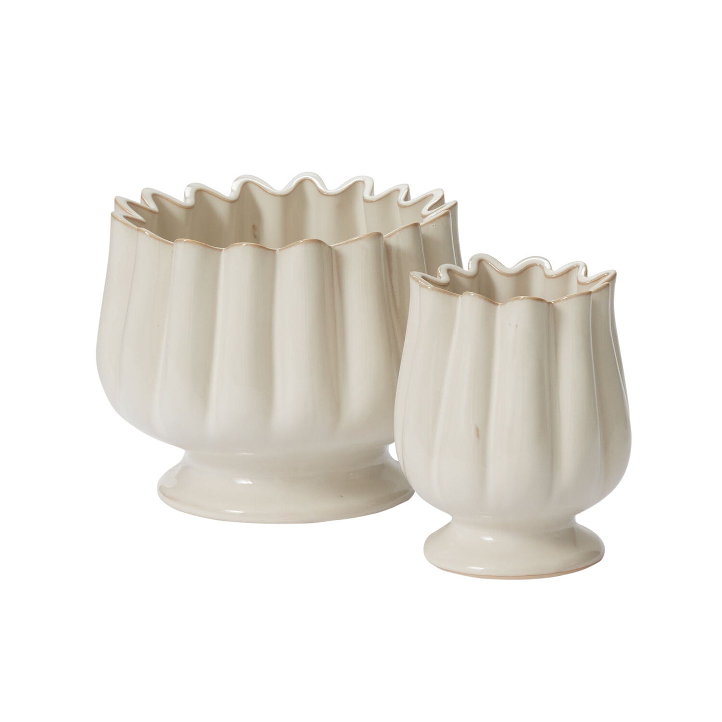 Ruffled Pedestal Vases
