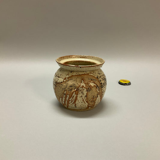 Brown Patterned Ceramic Pot