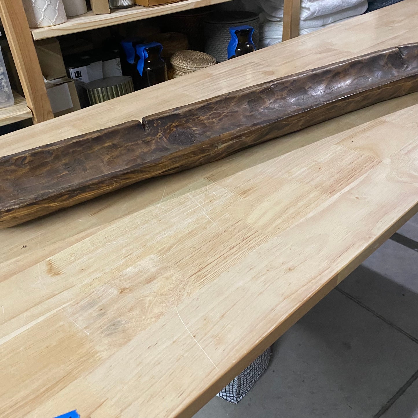 Long Wooden Centerpiece Bowl