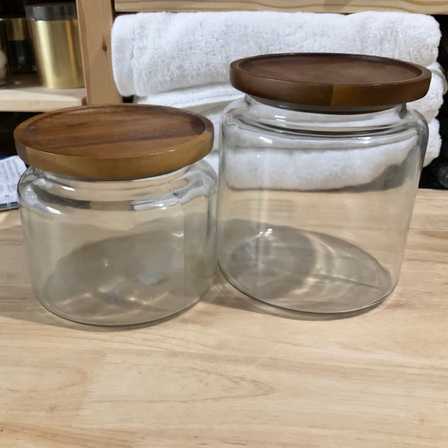 Acacia and Glass Jars