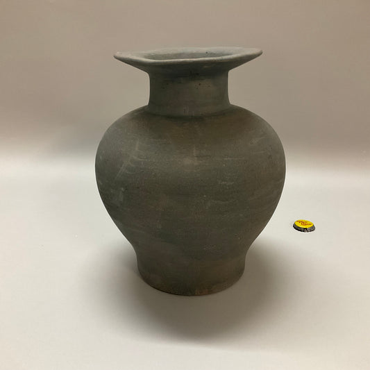 Wide Lip Gray Vase