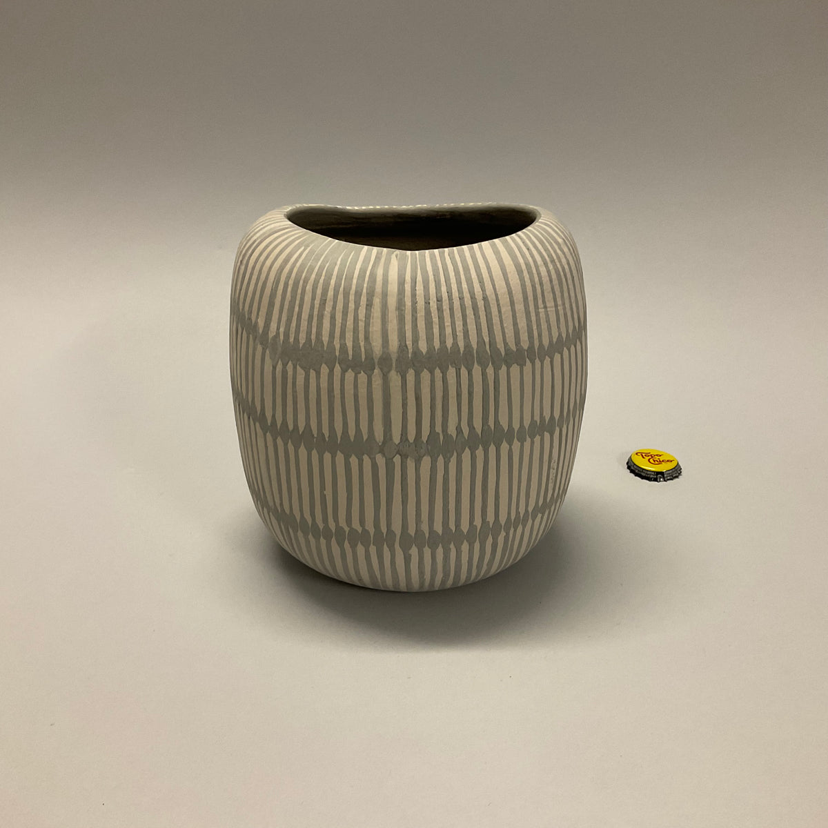 Gray Striped Oval Vase