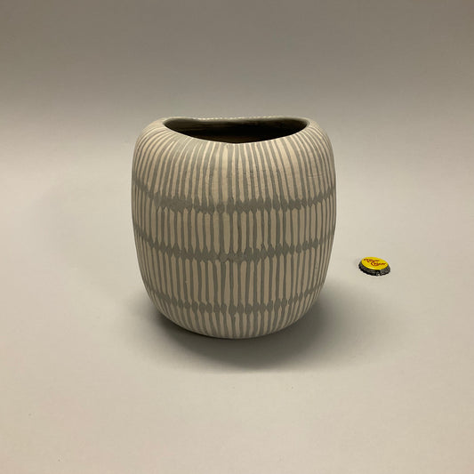 Gray Striped Oval Vase