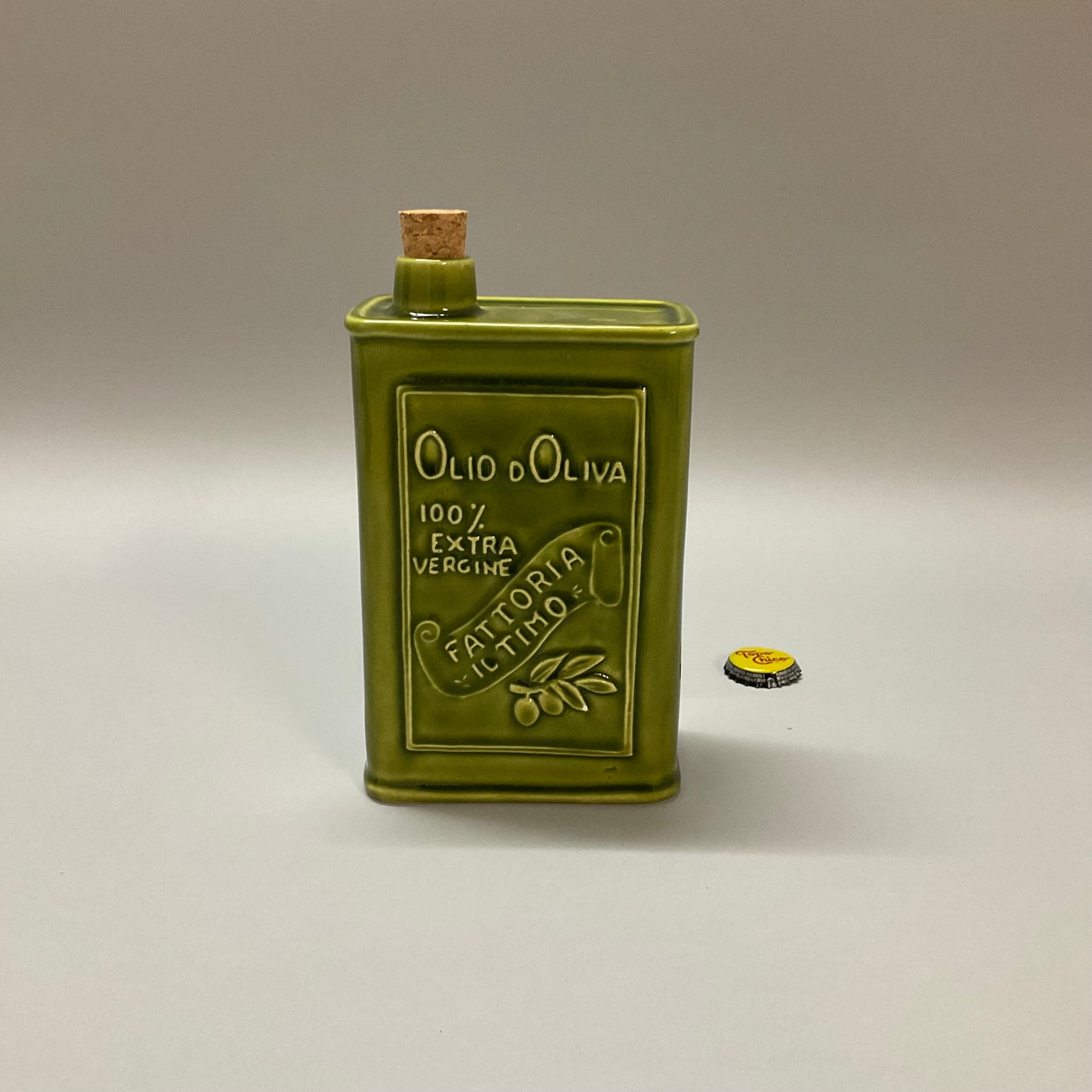 Green Ceramic Olive Oil Can