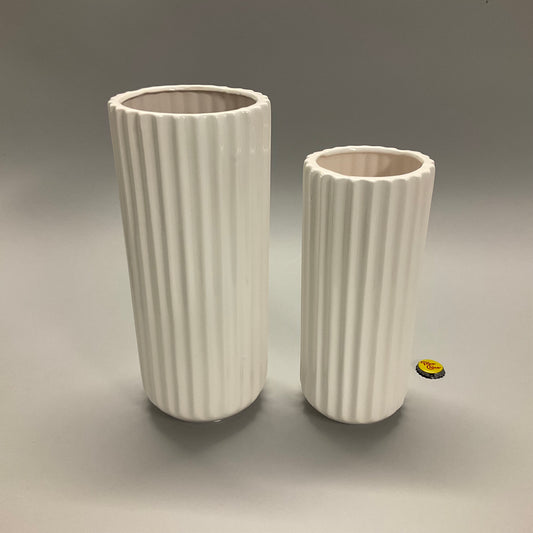 White Fluted Vases