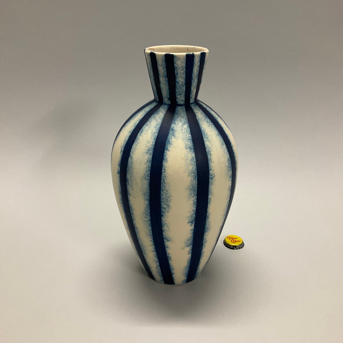 Blue Striped Sack Vase
