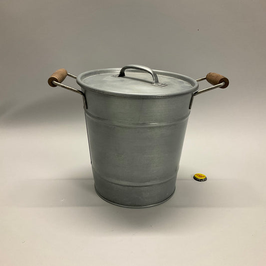 Silver Ice Bucket with Wooden Handles