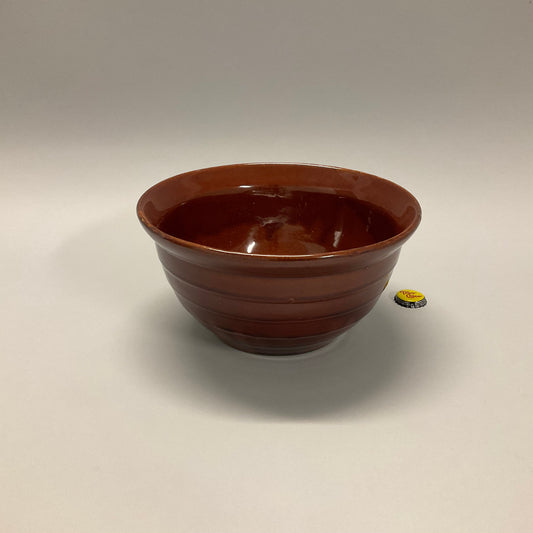 Brown Ribbed Bowl