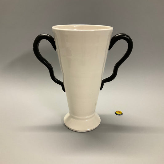 White Vase with Black Handles