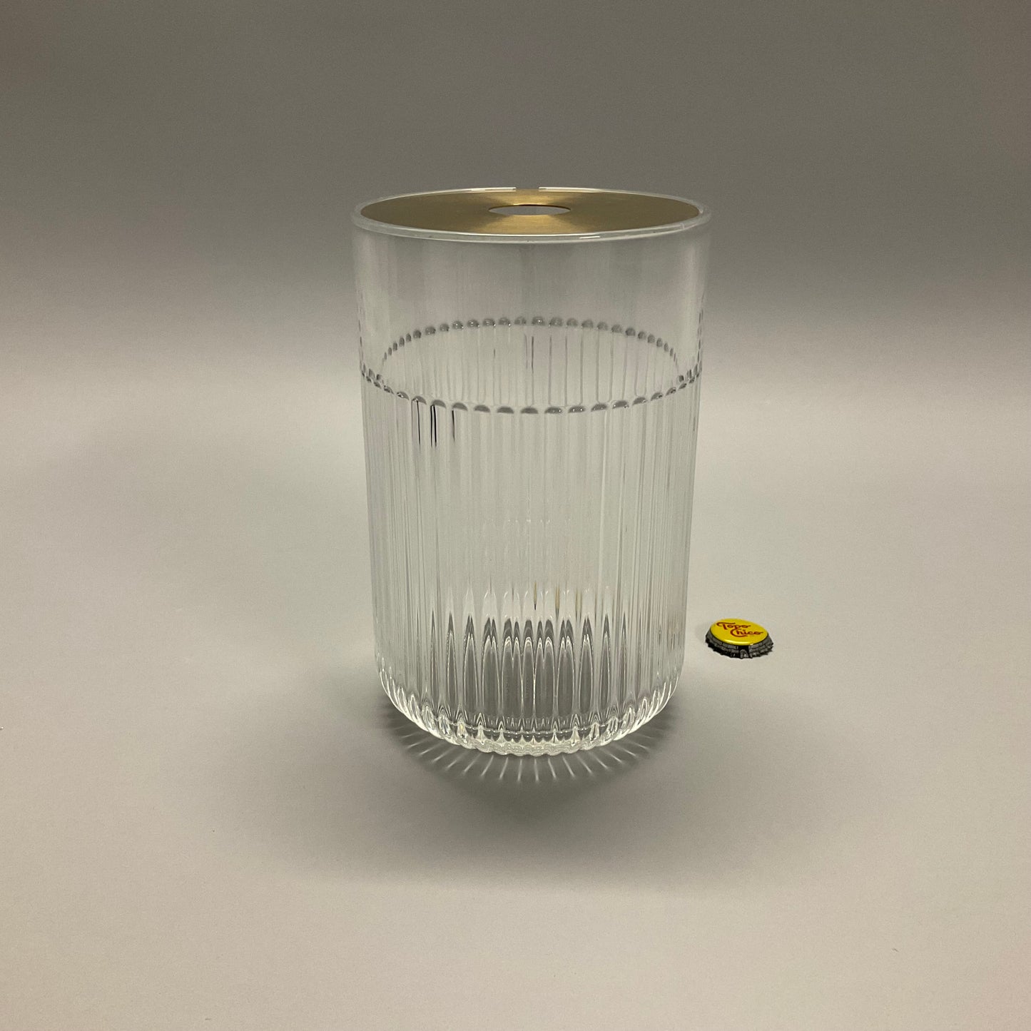 Fluted Glass Vase with Brass Top
