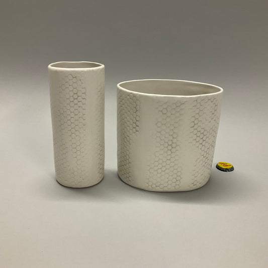 White Tiled Vases