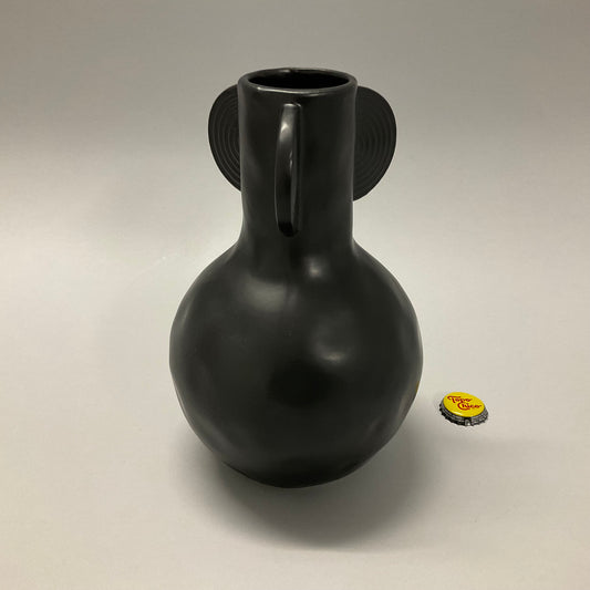 Black Dimpled Vase with Handles