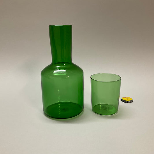 Green Glass Carafe with Glass