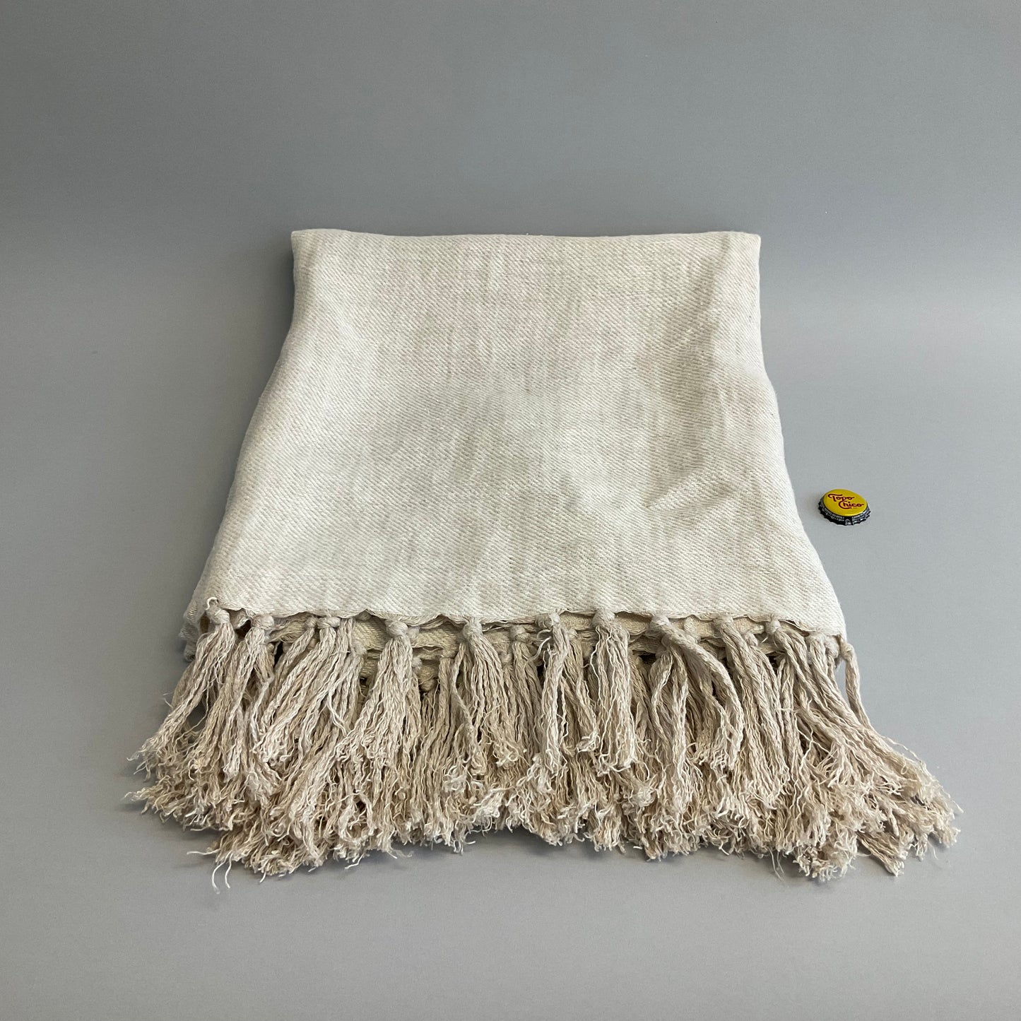 Fringed Beige Throw