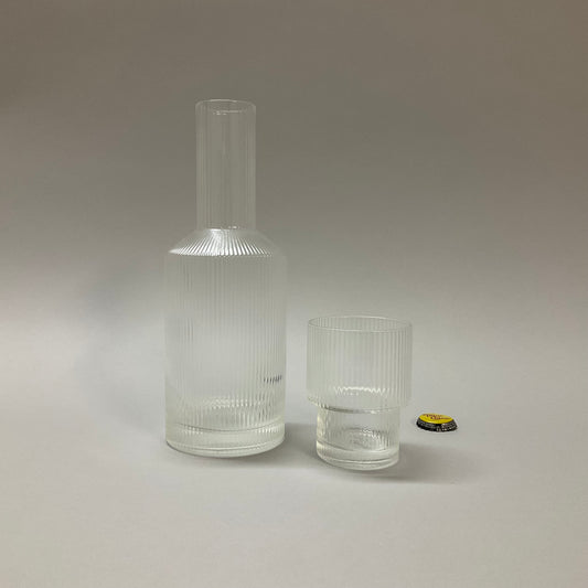 Fluted Glass Carafe with Glass