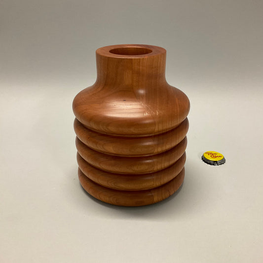 Ribbed Wooden Vase