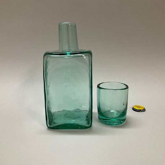 Green Glass Bedside Carafe and Glass