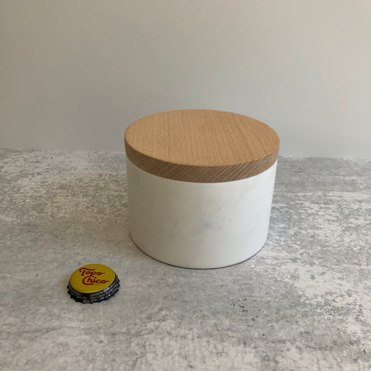 Marble and Beechwood Salt Cellar