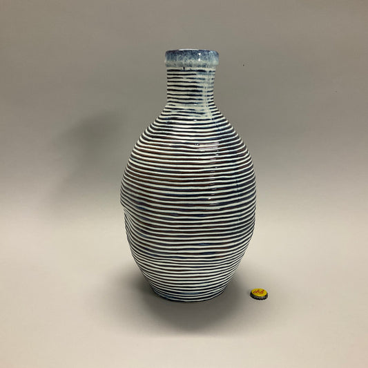 Blue Striped Dimpled Vase