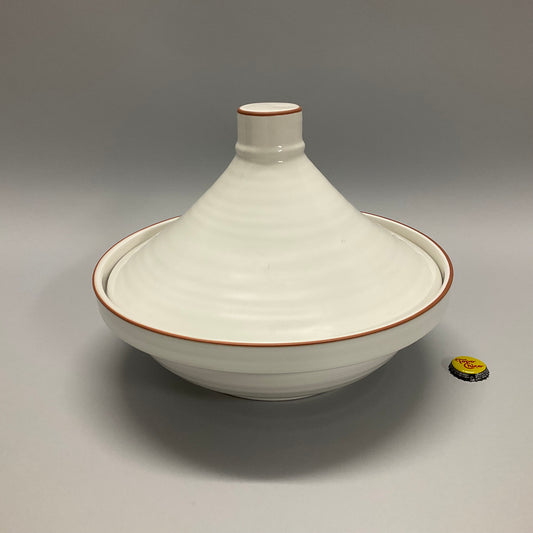 White Tagine with Terracotta Border