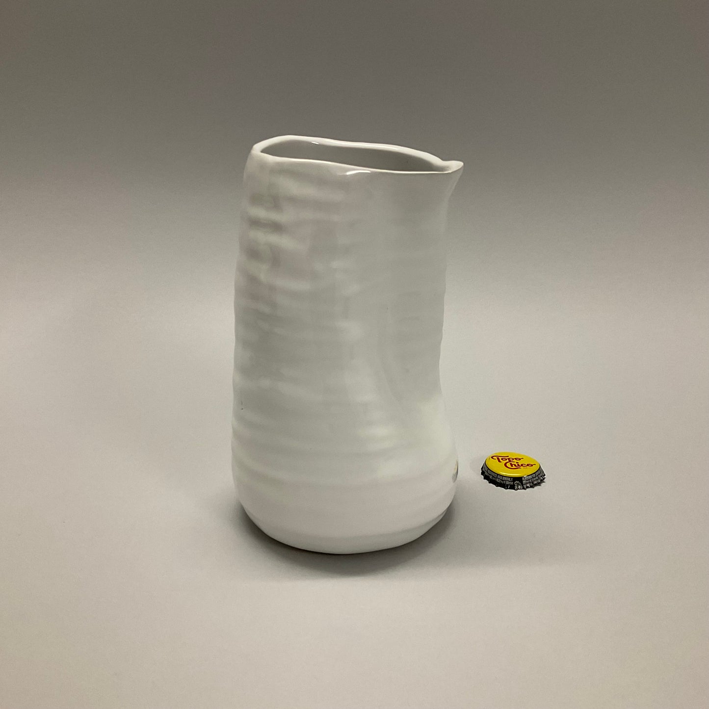 Small White Pinched Vase