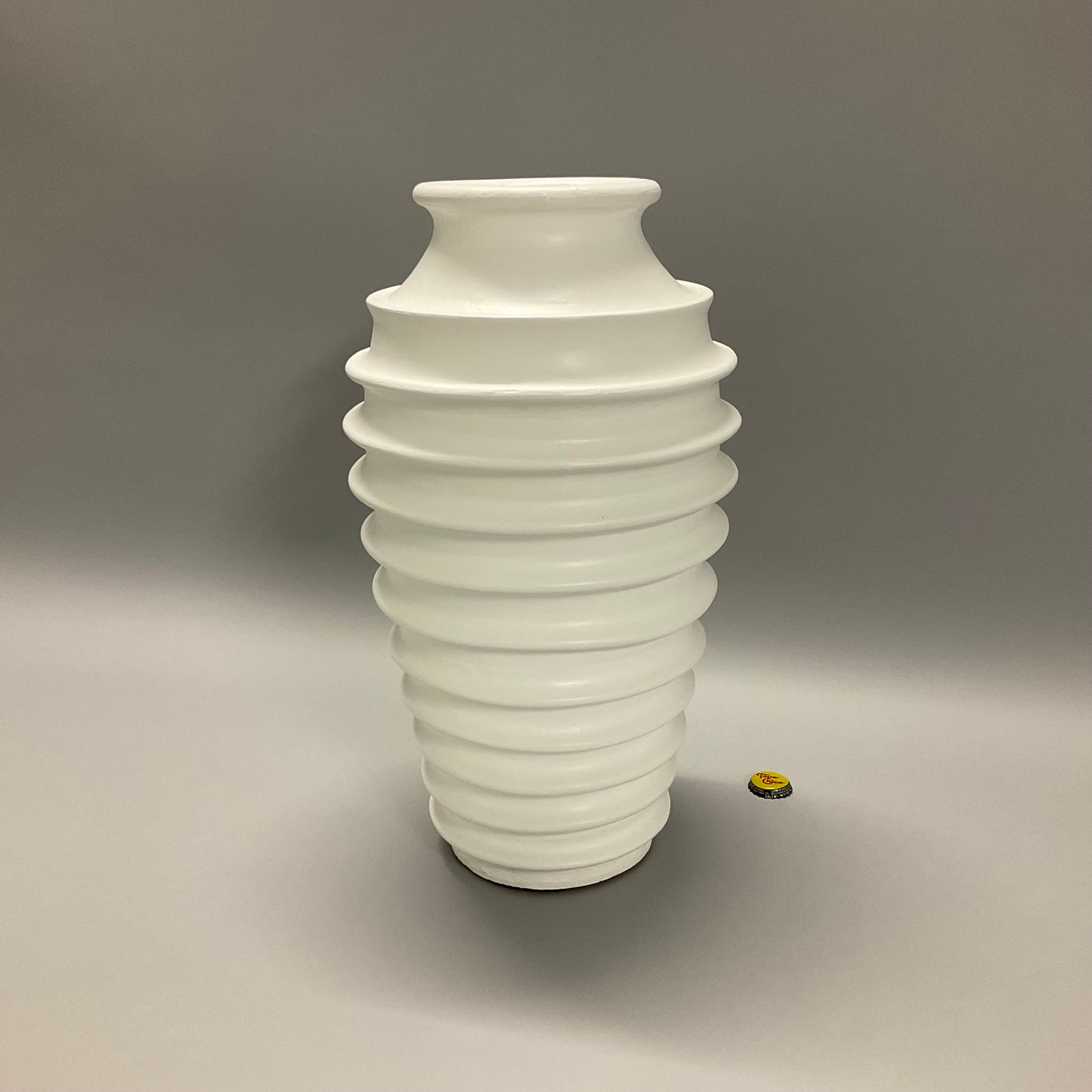 White Ribbed Vase