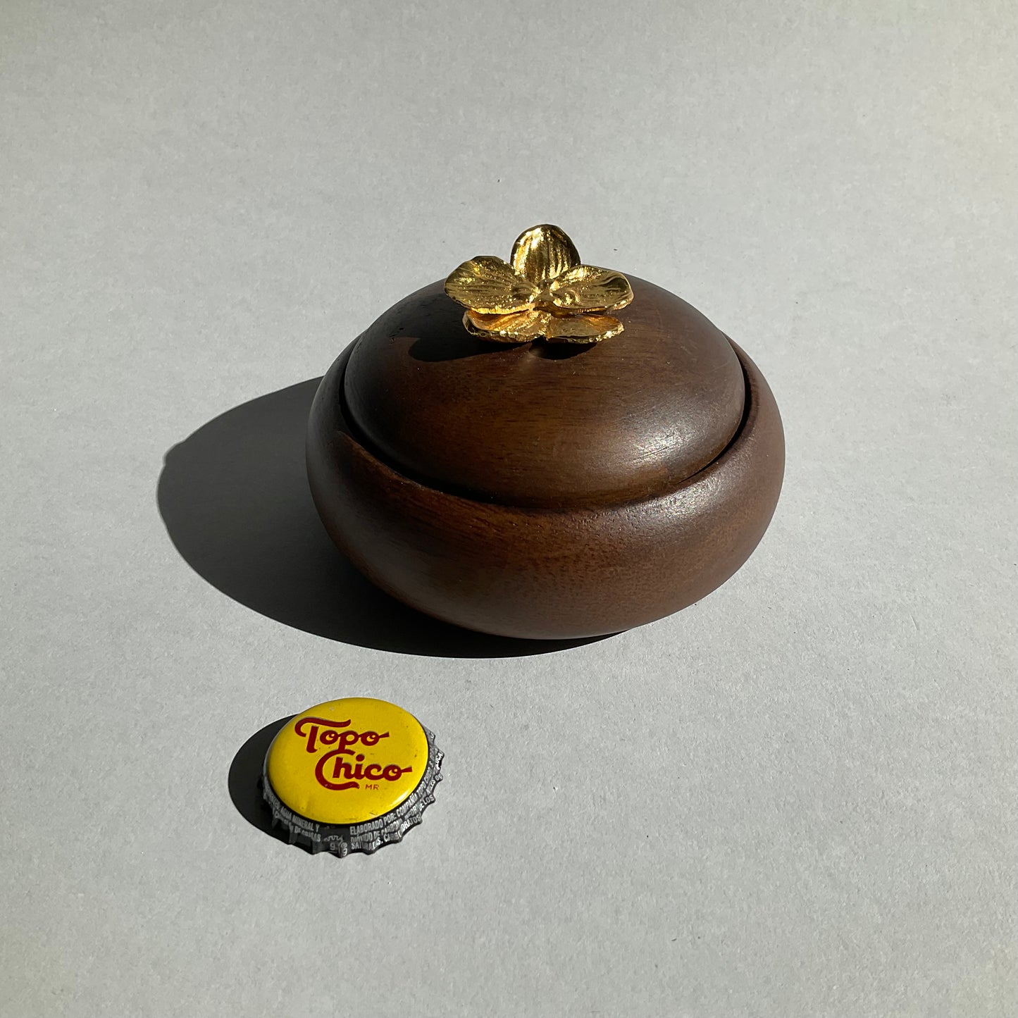 Wood Box with Gold Flower