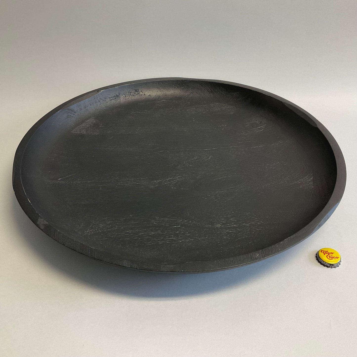 Black Wooden Round Tray