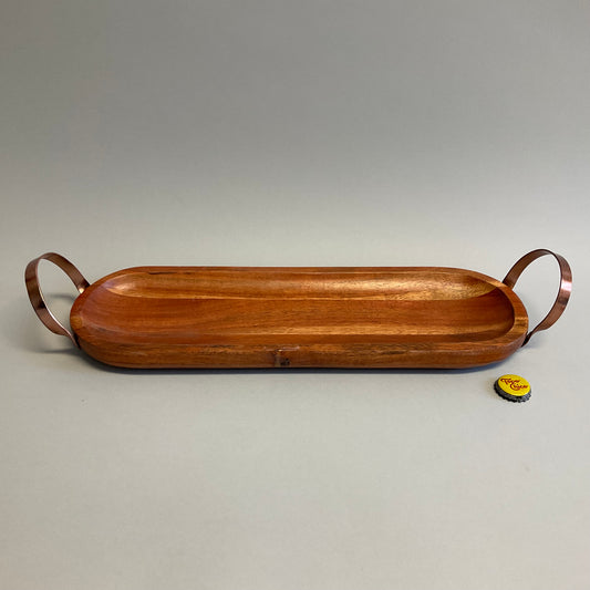 Wood Tray with Brass Handles