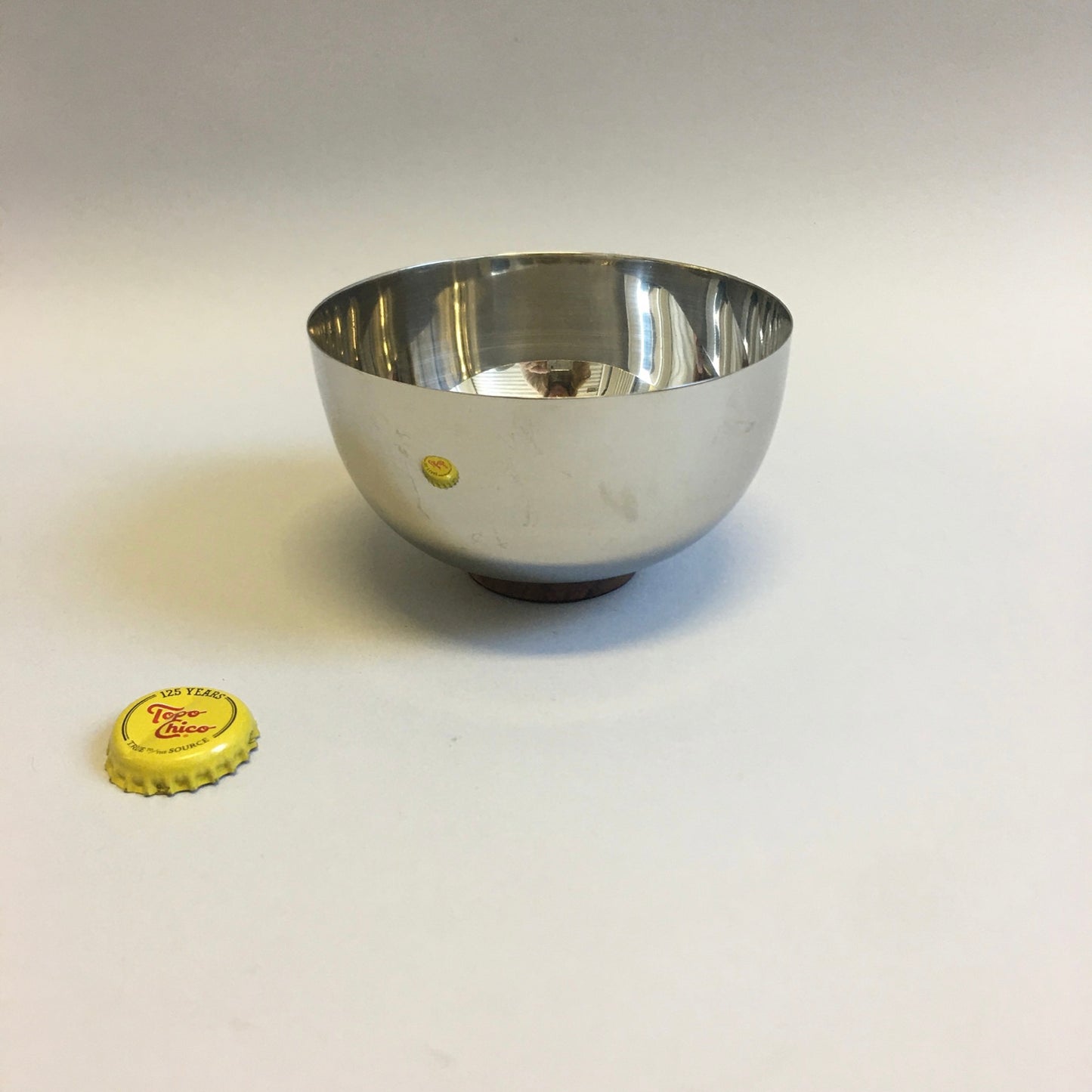 Metal Bowl with Wooden Base