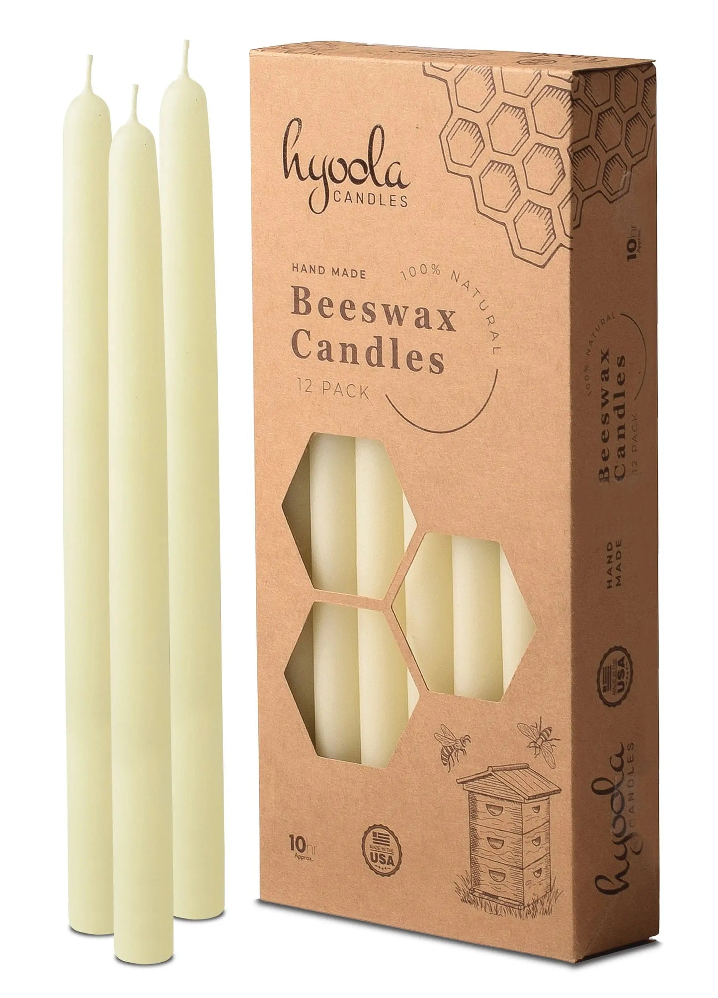 White Beeswax Taper Candle