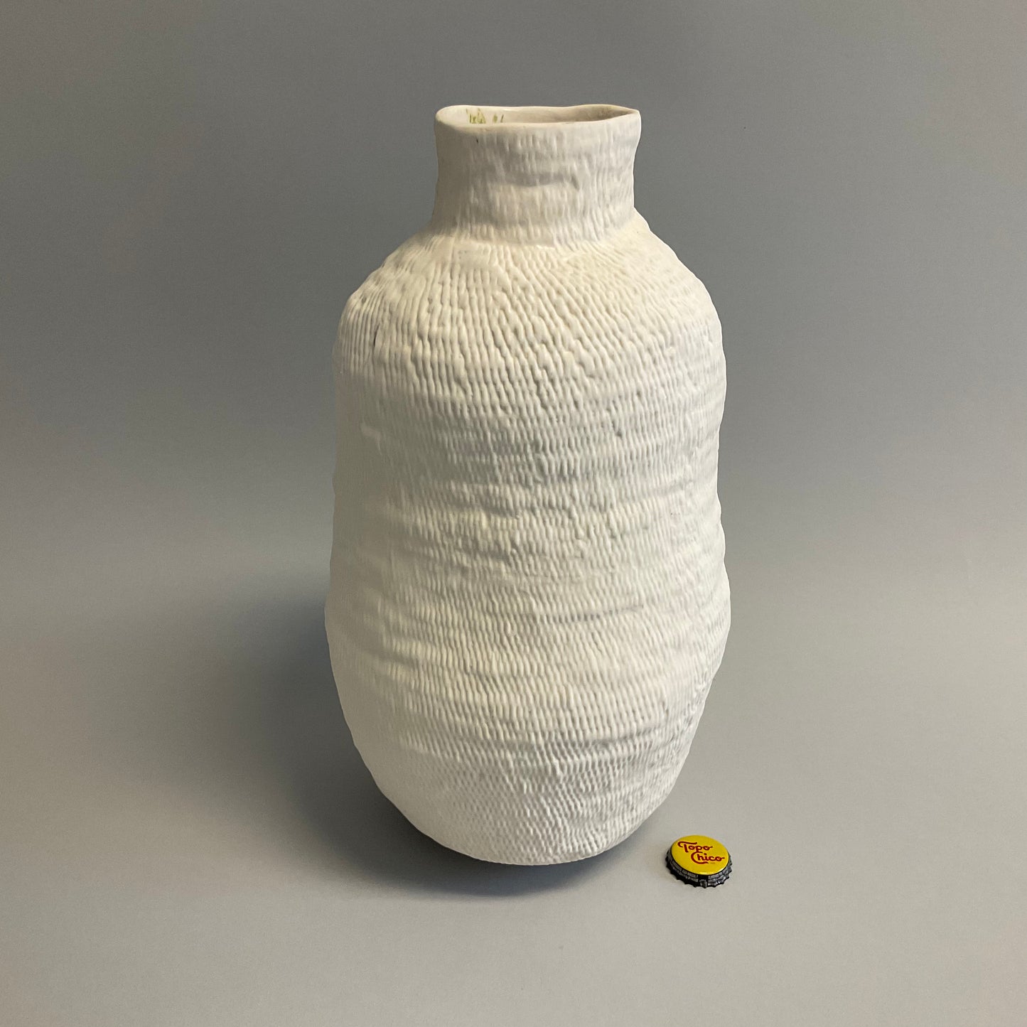 Etched White Ceramic Vase