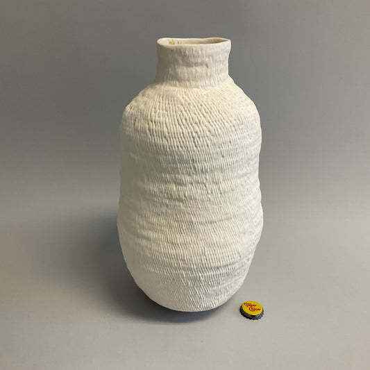 Etched White Ceramic Vase