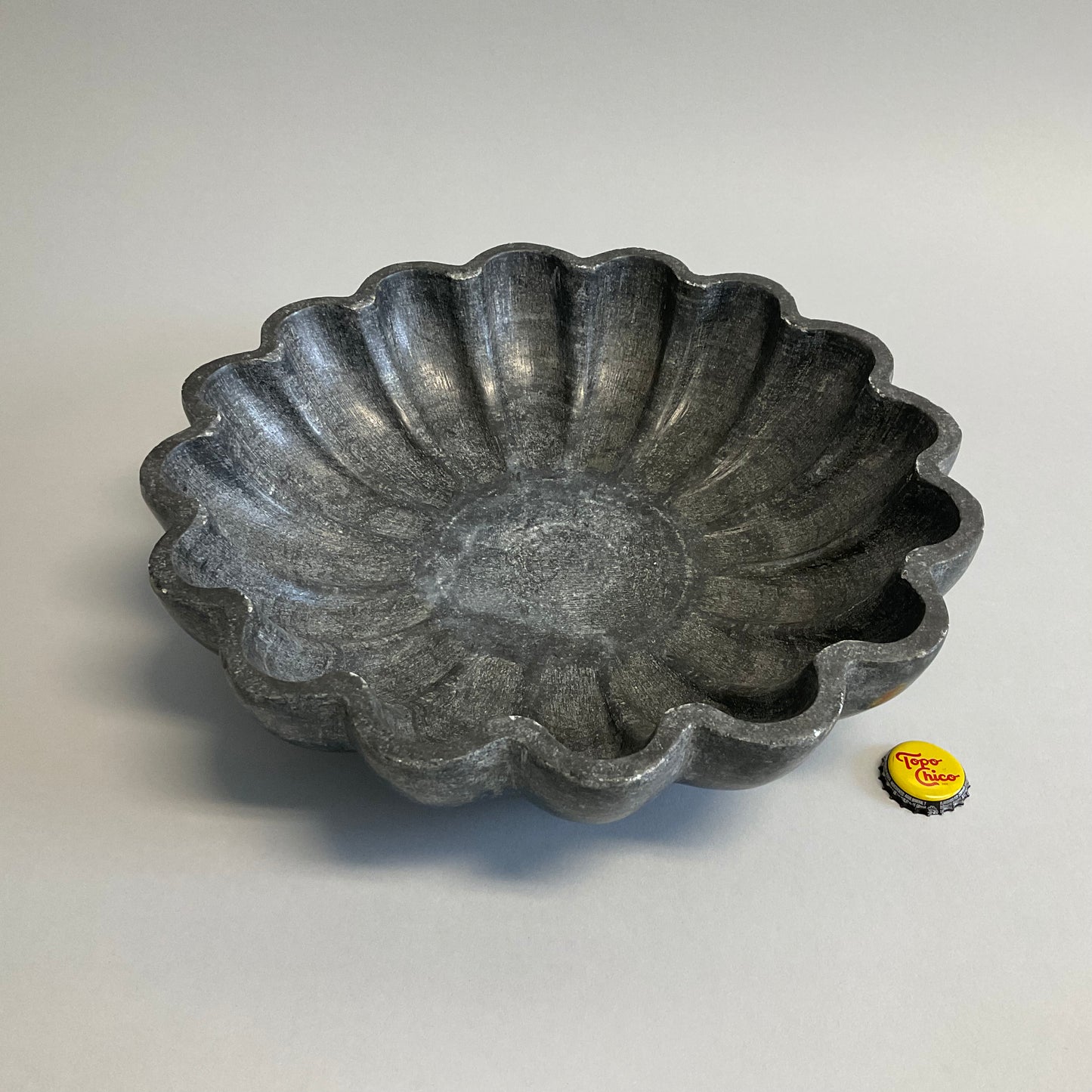 Scalloped Gray Marble Bowl