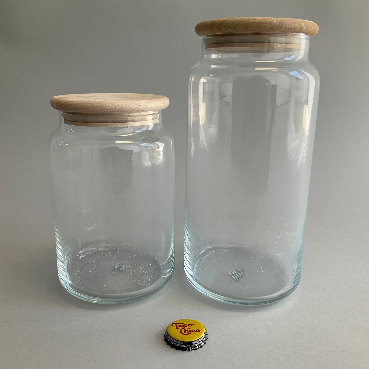 Wood Lidded Glass Jars